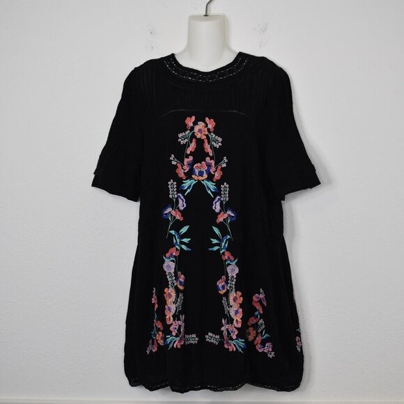 Free People Dresses & Skirts - Free People Embroidered Floral Dress Sz S Babydoll Cottagecore Whimsigoth Boho